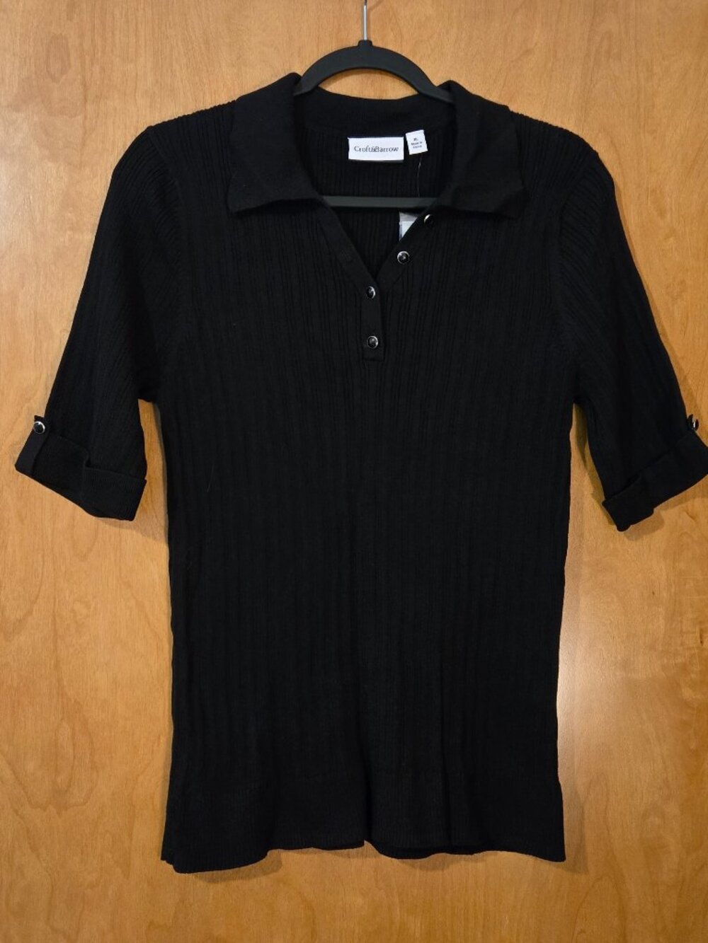 Croft & Barrow Classic Polo Women Black Top Cotton Short Sleeve Sz XL NWT
